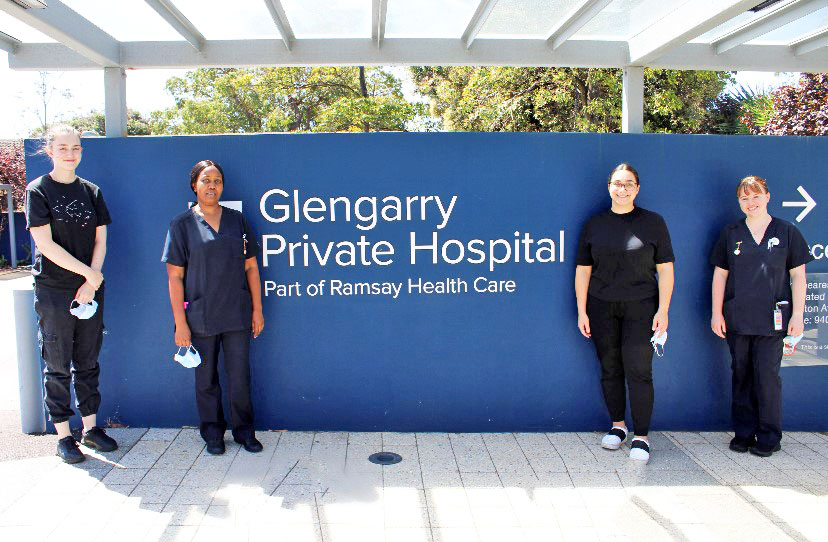 Nursing graduates Larah Price, Joan Kihiu, AnnMaree Celisano and Amy Broomhall.